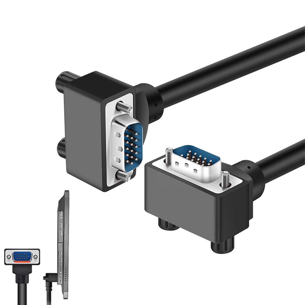 AKT Kabel VGA, zagięty 90 stopni kabel VGA, obsługuje 1080p, kompatybilny z komputerem, odtwarzaczem, telewizorem, monitorem (3M), 90°, DOWN