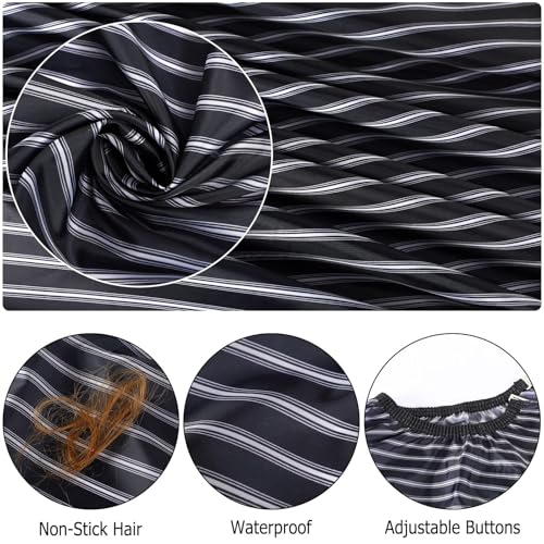 Image of FEBSNOW Barber Cape Professional Hair Cutting Cape with Neck Duster Brush | Full Coverage Haircut Apron for Adults, 47x56 inches, Adjustable Neckline, Keep Clothes Clean Dry, Home Salon Barber Supplies