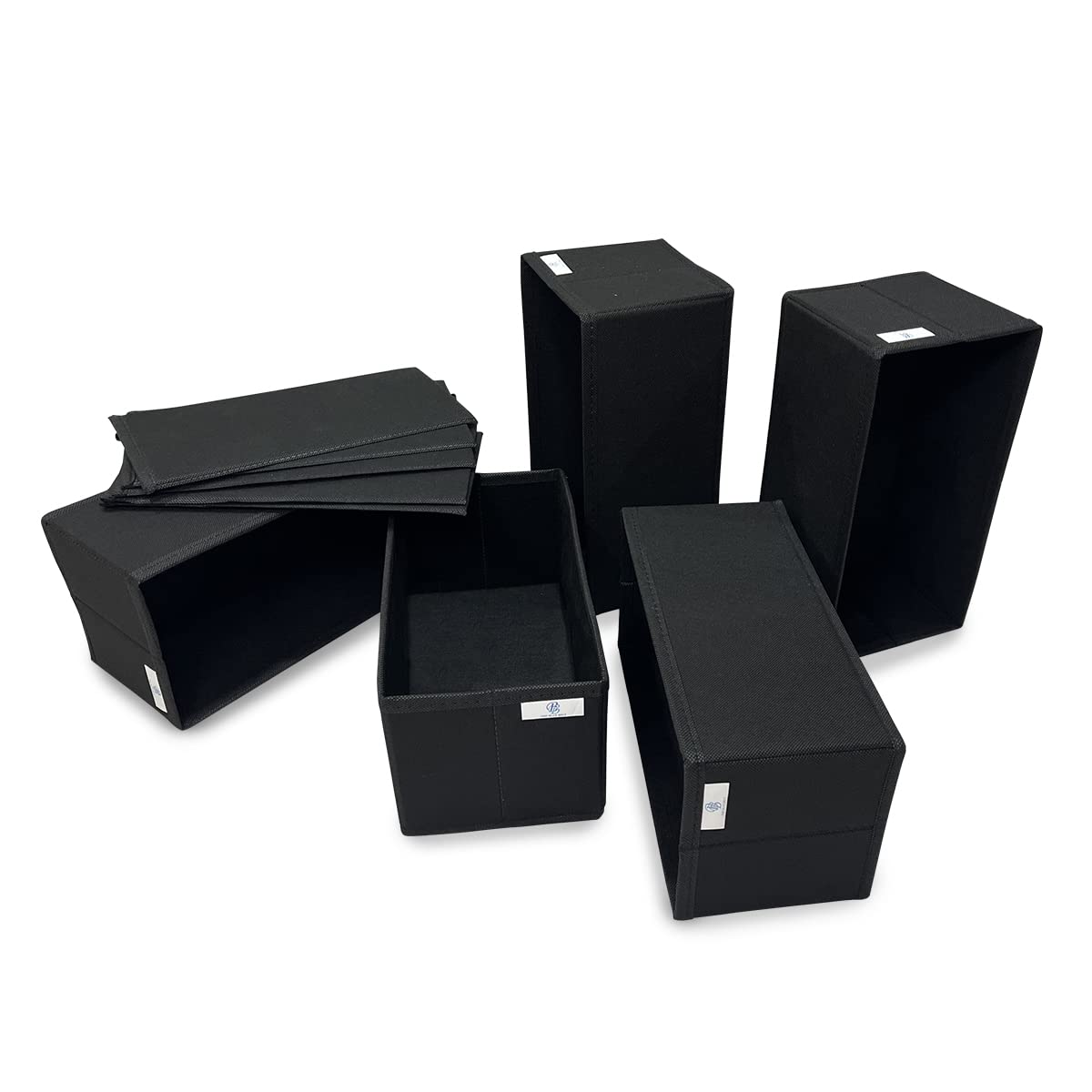 Foldable Drawer Storage Box Clothes Organizer, 5 Set Fabric Dividers Closet Wardrobe Dresser Organization For Storing Baby Clothes, Underwear, Bras, Socks, Lingerie, Scarves, Nursery, Black