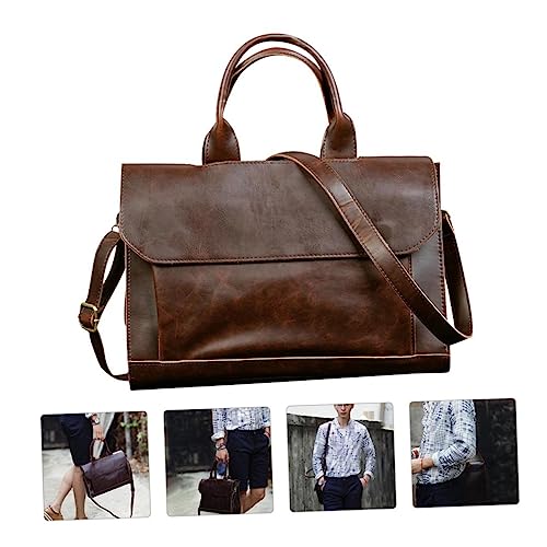 ARTIBETTER 1pc Pu Leather Briefcase for Men Portable Business Handbag Craftsmanship Fashion Laptop Bag for Travel and Work Versatile Crossbody Handheld Design for Professionals4