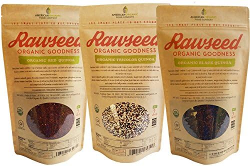 Rawseed Organic Black, Red, and Tri-color Quinoa 3 pack 6lbs