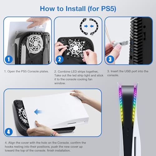 Image of JUSPRO PS5 LED Light Strip, RGB Ring LED Lights Kit Accessories Compatible with PS5 Slim Console Digital Edition & Regular Edition