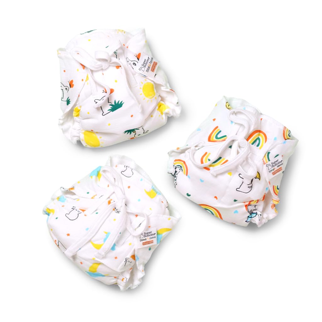 DryFeel Baby Langot 0-6 months l Organic Cotton Modern Baby Nappy l Mess-free Langot with Gentle Elastics l Super DryFeel Top Layer l Diaper-free Time Essential | 3 Pack