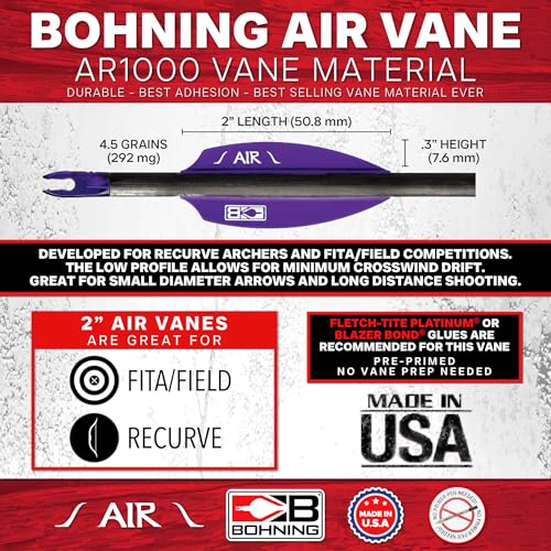 Air Vane Bohning Co Orange Fluo 2" empennage flèche arc rigide
