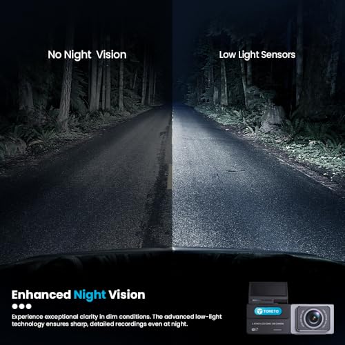 Image of Toreto Dash Eye1 Camera for Car Front and Rear|1080P Full HD Dash Cam|3 inch LCD & ADAS Dashcam|Night Vision|G-Sensor|Wi-Fi App Connectivity|Parking Surveillance Loop & Emergency Recording Car Dash Camera