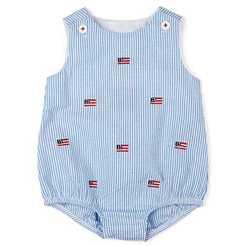 Image of Good Lad Newborn Boys July 4th Seersucker Romper