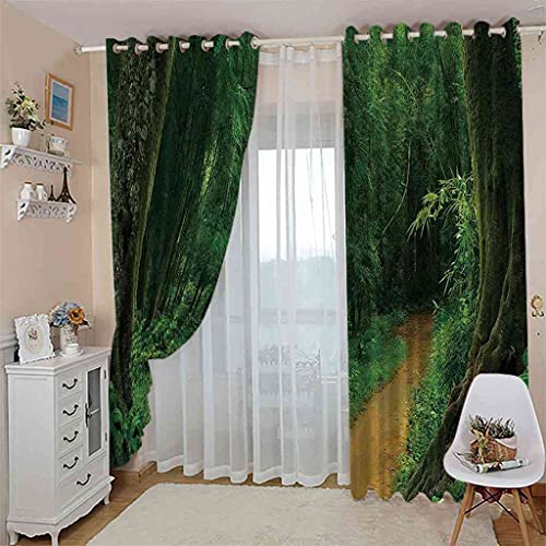 Rideaux occultants enfant forêt verte 140x160cm à oeillets en polyester isolant