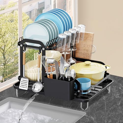 Escurridor de platos con escurridor para evitar charcos en la encimera