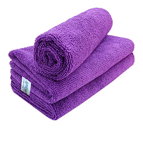 Image of SOFTSPUN Microfiber Cloth - 3 pcs 40x40 cms 340 GSM Purple Thick Lint & StreakFree Multipurpose Cloths Automotive Microfibre Towels for Car Bike Cleaning Polishing Washing & Detailing.