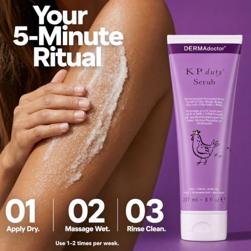 Image of DERMAdoctor KP Bump Eraser Body Scrub with 10% AHAs + PHAs for Keratosis Pilaris, Dry, Rough, and Bumpy Skin, Dermatologist Formulated Exfoliating Body Scrub with Glycolic and Lactic acids - 8 Fl oz