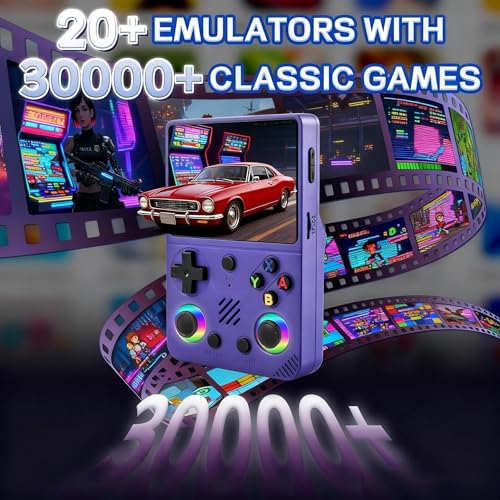RG36PRO Handheld Game Console - Support 30000+Classic Games, 64G TF Card,Open Source System, 3.5-Inch Screen,3000mAh Battery, Portable Console for Travel, Gift for Adult or Partner-Purple - Image 3