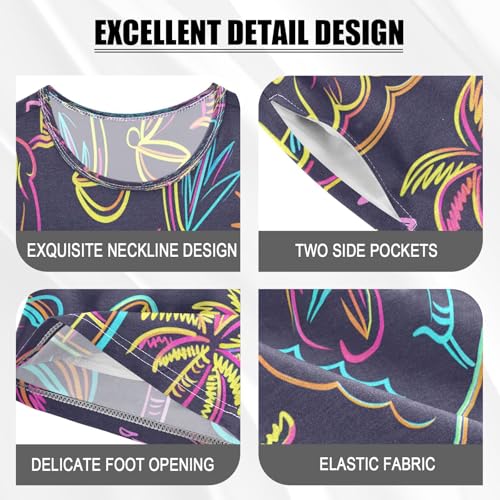 senya Short Sleeve Pajamas Sets Summer Cotton Sleepwear Colorful Neon Palm Trees4