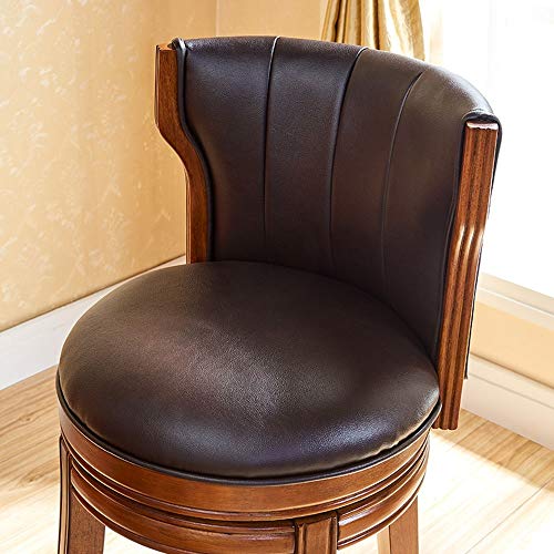 Teerwere Bar Chair Wooden 360 Degree Swivel Counter Height Bar Stool Cherry Leather And Wood Finish For Bar Kitchen Indoor Use Swivel Barstool (Color : Cherry, Size : 55Cm) #TOP4