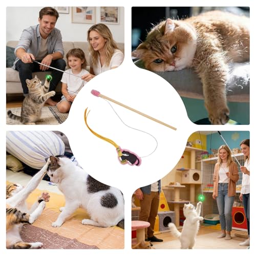 Barra de juego para gatos interactiva de madera y felpa de 89cm 6