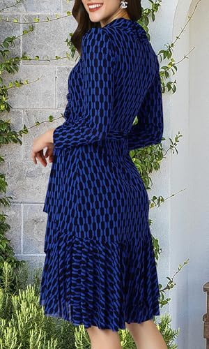 Image of KOH KOH Womens Long Sleeve Wrap Ruffled Wedding Guest Print Mini Dress