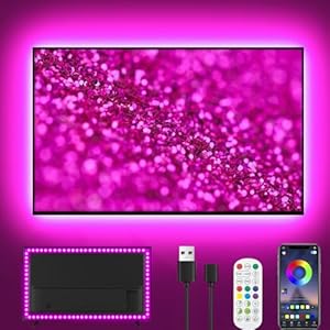 Tira LED 3M para TV de 32″-45″, Tira LED TV Bluetooth – 16 Millones de Colores | Sincronización con Música y Juegos | Mando a Distancia 2.4G Sin Retraso | Luces Led Fácil Instalación (Adhesivo 3M)