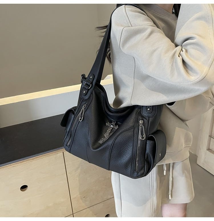 Vintage Shoulder Bag for Women, Slouchy Faux Leather Hobo Tote, Trendy Brown Purse for Fall and Winter4