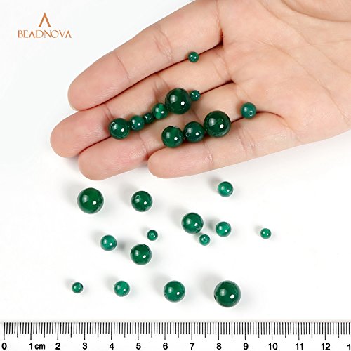 BEADNOVA 10mm Natural Green Agate Gemstone Round Loose Beads for Jewelry Making (36-38pcs)