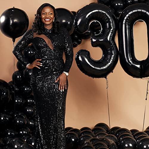Image of 40 Inch Black 15 Number Balloons Giant 15 Balloons Black Birthday Balloons 15th Birthday Anniversary Events Party Decorations Supplies
