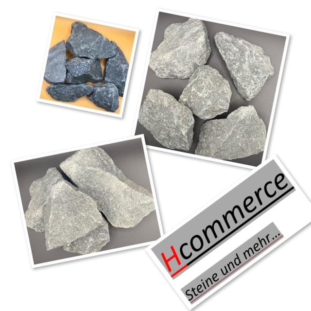 HCommerce Pierres de sauna de qualité supérieure - Diabas - Compatible avec tous les poêles de sauna - Résistantes à la chaleur - Grain 40 à 80 mm (2,5 kg)