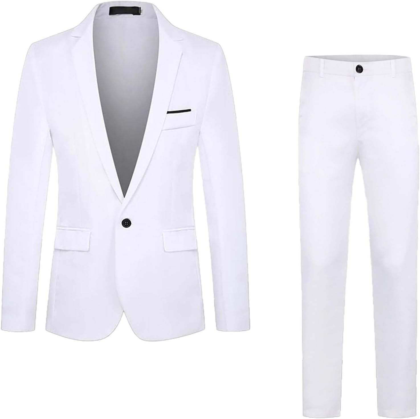 Mens Work Suits 2 Piece Slim Fit Suit Set One Button Business Prom Formal Dress Suit Blazer Jacket Pants Set M-5XL