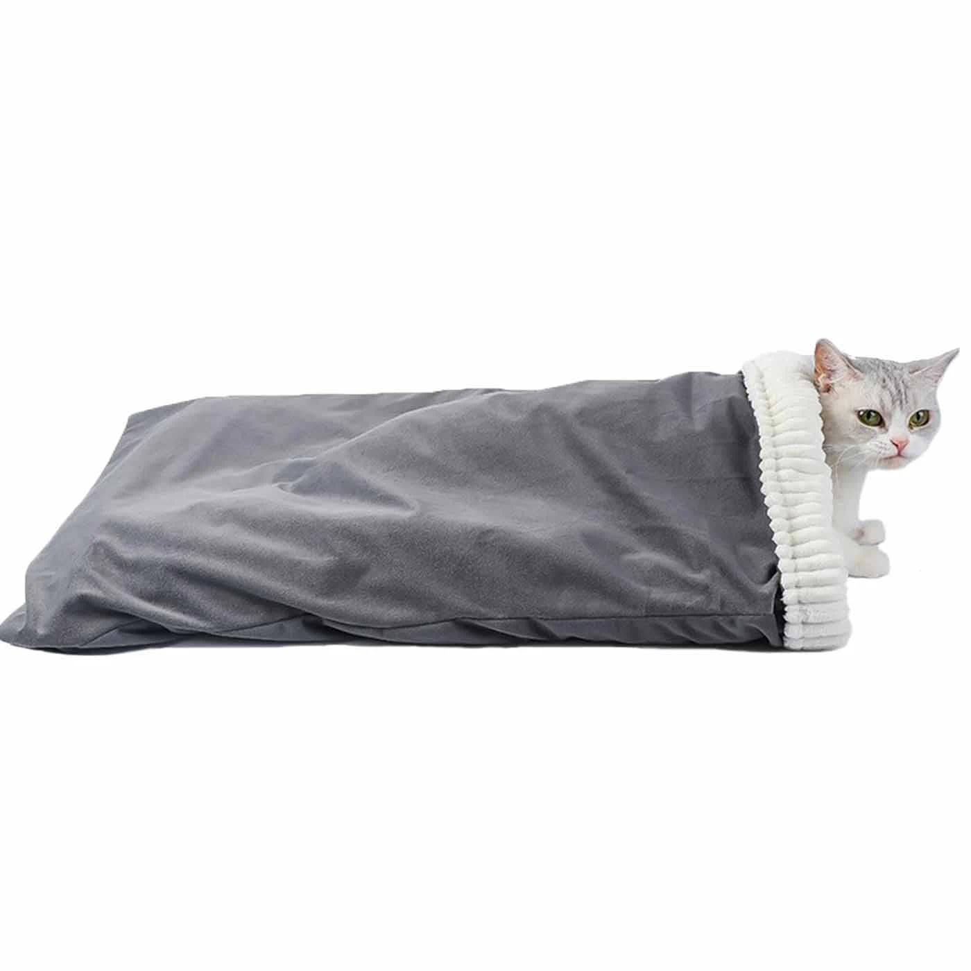 Cozy Pet Nest for Cats,Cat Sleeping Bag,360° Comfortable Cat & Dog Sleeping Bag-Pocket Nest,Semi-Enclosed Design,Winter Cats Autumn Winter Sleep Cave For Indoor & Outdoor(D)