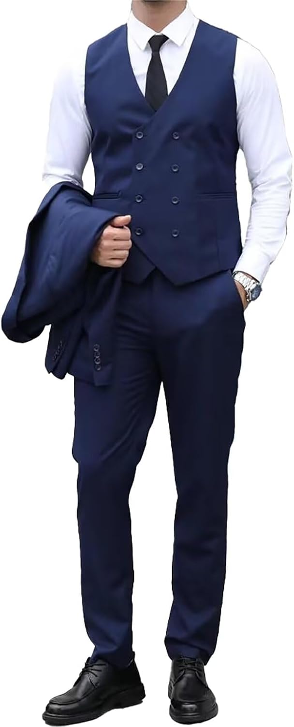 Suits for Men Slim Fit Mens Suits 3 Piece Double Breasted Suit Men Tuxedo Suit Set Tuxedo for Mens Business Wedding Prom