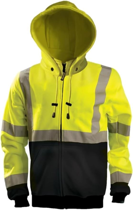 OccuNomix Standard Recycled X Back, Snap Hood Zip Sweatshirt, Hoodie, Yellow-Black, XX-Large