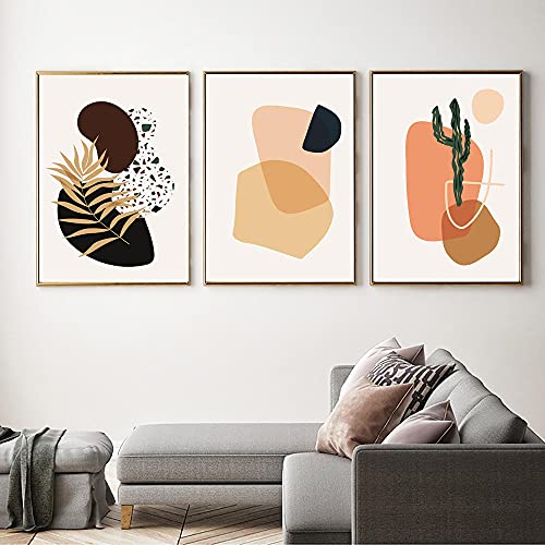 Art abstrait contemporain : 3 affiches géométriques style boho chic pour salon