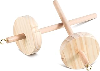 Jexine 2 Pcs DIY Drop Spindle Top Whorl Drop Spindle Kit for Spinning Wool Hand Wooden Drop Spindle Yarn Spinning Wheel for Beginners Sewing