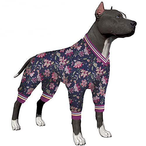 Lovinpet Large Dog Surgery Suit, Post Operative Protection Dog Pajamas, Coverage Anti-Shedding Dog Jumpsuit, Lightweight Suede Floral Plum Prints As Dog Sweater Bottoming For Large Dogs Apparel Xxl #TOP11