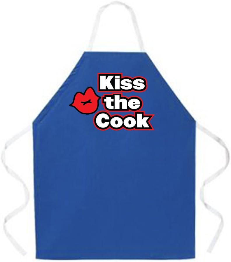 Attitude Aprons Fully Adjustable "Kiss the Cook" Apron, Dark Blue