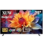 XUW 75 inch UHD 4K Smart TV, D-LED backlight Television, Borderless Design,HDMI USB DVB-T2/S2 RJ45 Interface, large screen for living room, bedroom, home entertainment - black