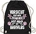 Shirtracer Geschenk für Hundebesitzer - Vorsicht vor dem Frauchen der Hund ist harmlos - Grunge/Vintage - Weiß - Unisize - Schwarz - Hund - WM110 - Turnbeutel und Stoffbeutel aus Baumwolle