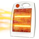 Portable Infrared Quartz Heater - Electric Space Heaters, Personal Room Heater Infrared, Tip-Over and Overheat Protection, Quiet and Light for Office, Bedroom and Indoor Use