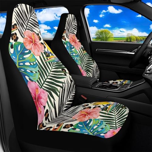 Housses de siège de voiture avant imprimé hibiscus léopard pour camion et auto