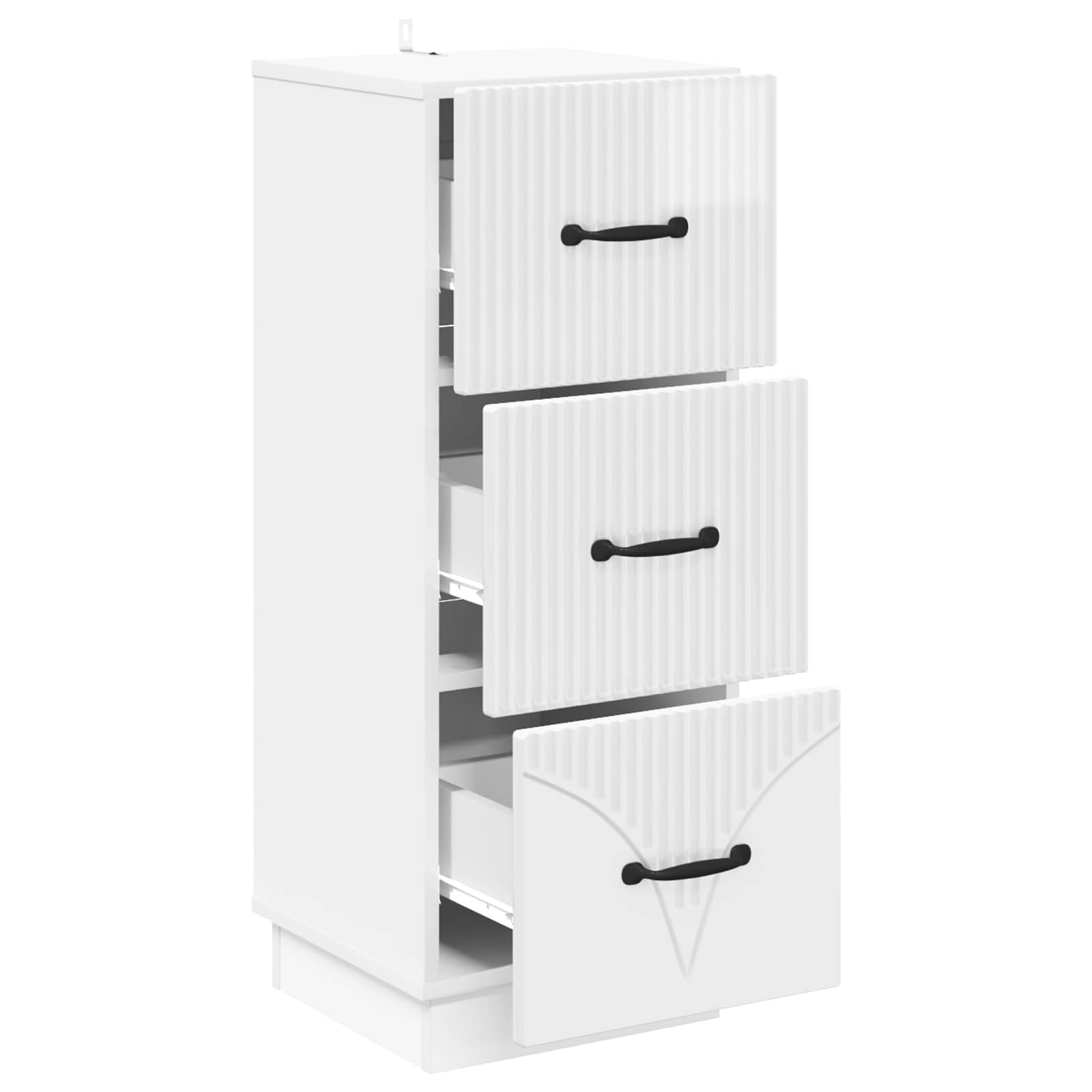 Cassettiera in legno bianco lucido, 33 x 34,5 x 87 cm, 3 cassetti, per camera da letto, corridoio e ufficio, con spazio