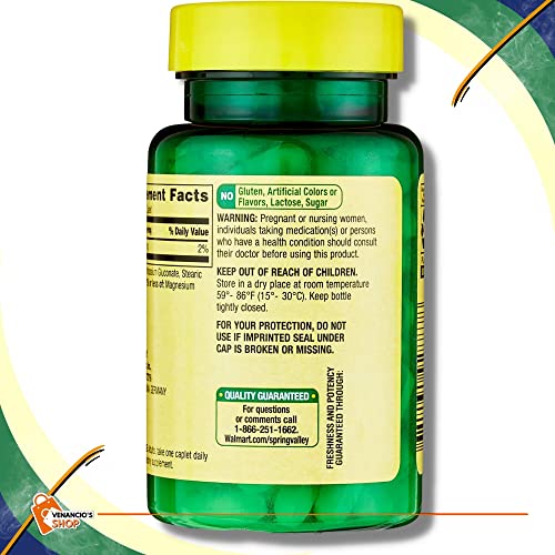 Spring Valley Potassium Dietary Supplement, 99 Mg, 100 Caplets For Heart, Nerve & Muscle Function + Includes Venancio’sfridge Sticker #TOP4