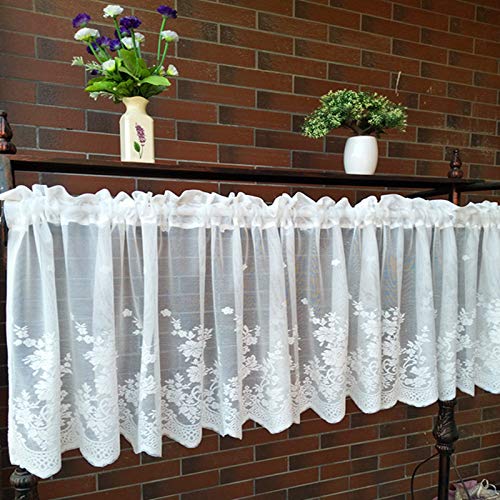 Aokqya Kitchen Valances For Windows Farmhouse Embroidered White Lace Valance Curtains Rode Pocket(52X18Inch Valance, White Lace) #TOP3