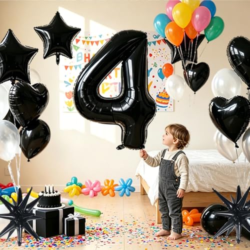 Image of TONIFUL 5th Birthday Balloons Kit 40 Inch Black Large Number 5 Foil Balloon