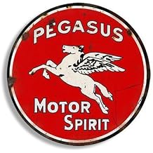 Round Vintage Pegasus Gas Sticker Decal Gasoline Logo Old Rat Rod 4 x 4 inch