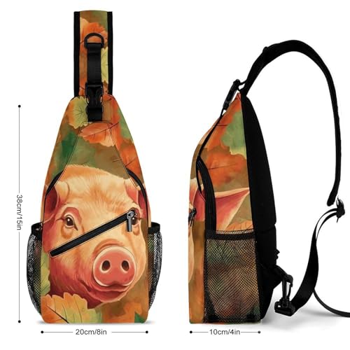 Bolso cruzado Piggy And Autumn Leaves 38x20 cm miniatura 2