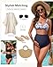 Maternity Bikini Swimsuit for Women - Two Piece High Waisted Bathing Suit Wide Ruched Straps Pregnancy Swimwear Colorful Polka Dots X-Large