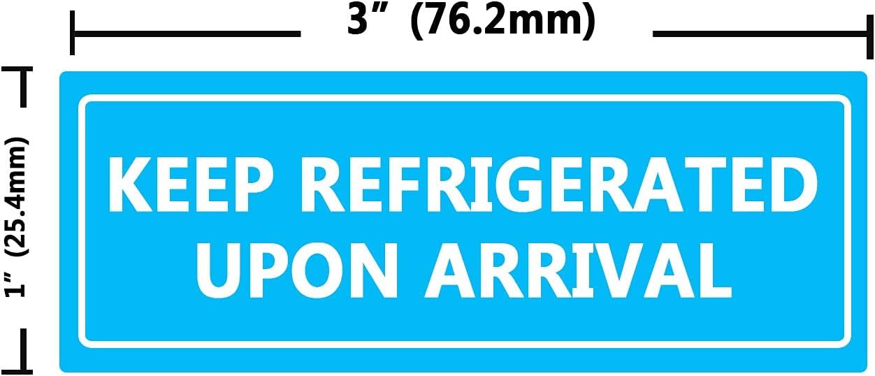 Keep Refrigerated Upon Arrival Frozen Stickers 1x3 Inch Keep Cold Stickers for Shipping and Package,500 Pcs Per Roll