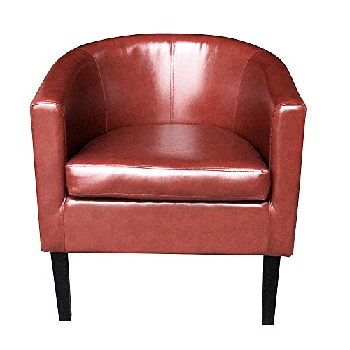 Tuff Concepts Faux Leather Padded Seat Tub Chair Armchair club Chair Dining Living Room Cafe (Red)