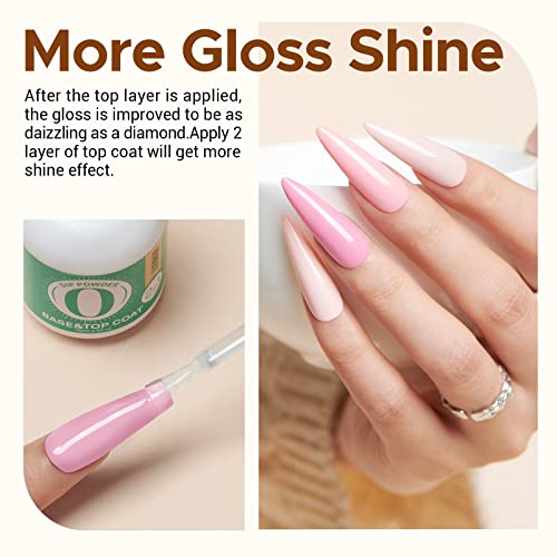 2 In 1 Dip Powder Base & Top Coat With Activator Dip Powder Liquid Set For Dipping Powder Nail Kit,0.5Oz/Bottle,Fast Dry,No Nail Lamp Needed #TOP2