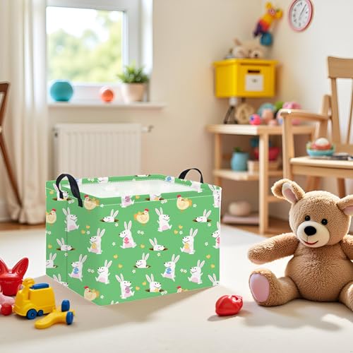 Image of Rectangular Easter Basket for Kids Baby Easter Basket for Boys and Girls Cute Toy Storage Organizer Bin Box Room Decor(Cute Easter Basket)