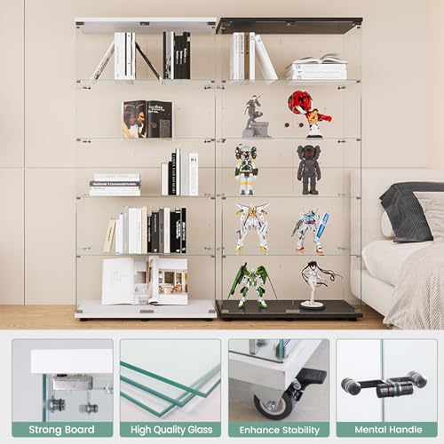Image of Beauty4U White Glass Display Cabinet, 5-Shelf Curio Cabinet