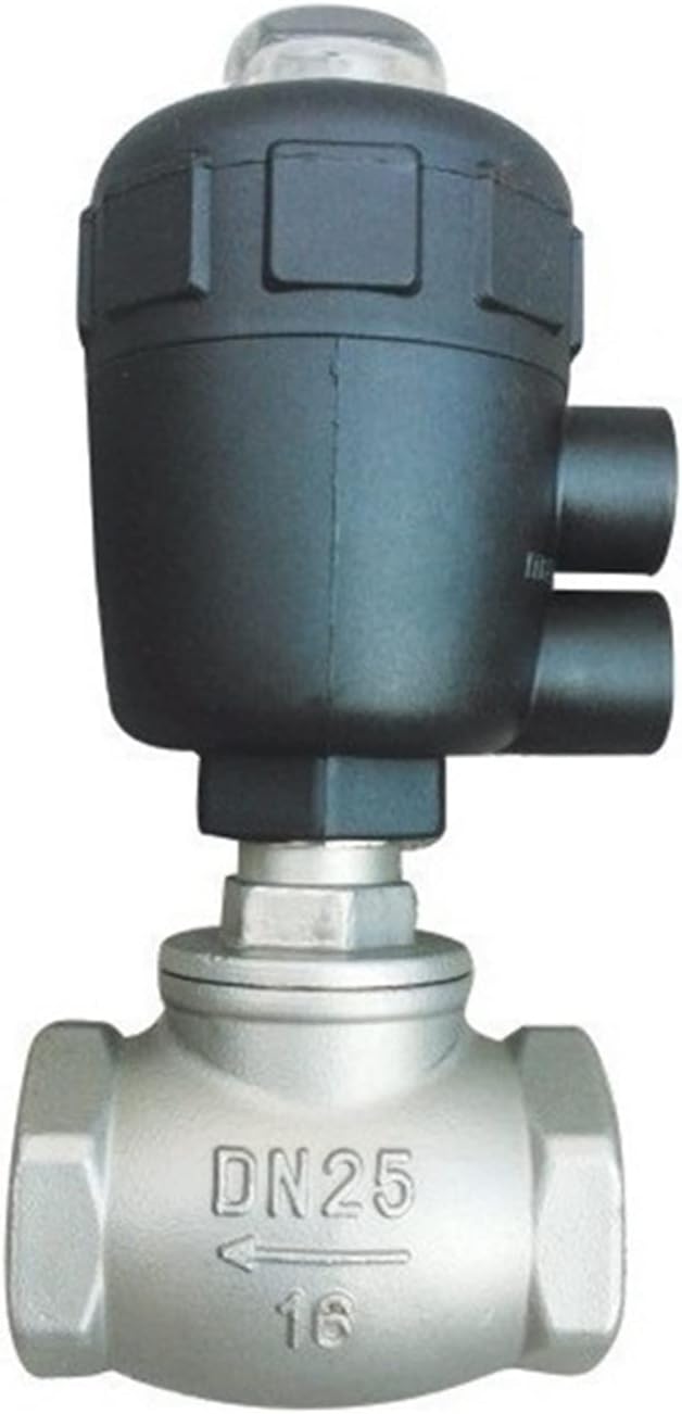 1/2 3/4 1 1-1/4 1-1/2 2 Inch Stainless Steel T-Type Pneumatic Thread Globe Valve PTFE Sealing 1Pcs (Size : 1-1/2", Color : Single Acting)