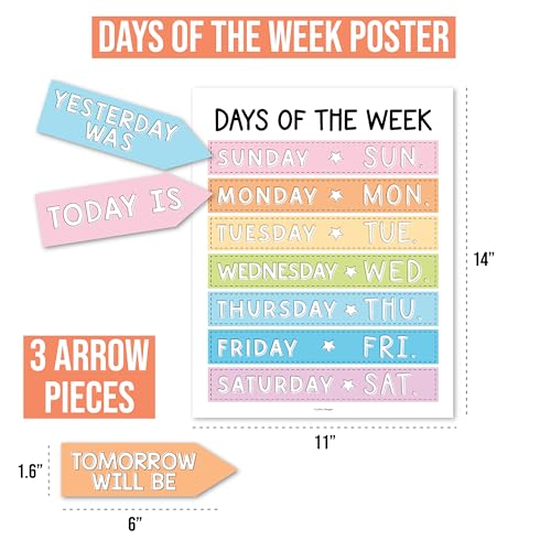 Hadley Designs Classroom Calendar Set Bulletin Board Decorations - Pastel School Calendar for Classroom Decor, Kindergarten Preschool Elementary Teacher Must Haves, Homeschool & Daycare Essentials — view 3